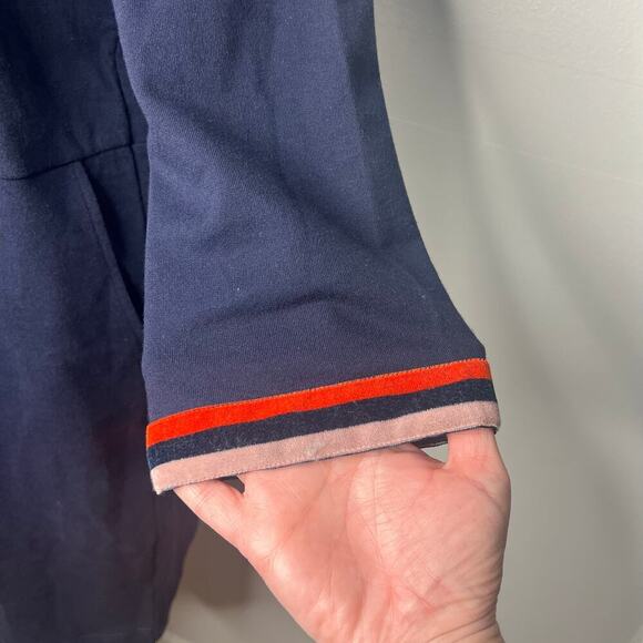 Boden Women's Dress Size 12 Navy Blue Multicolor Velour Velvet Trim Mod Twee - Picture 5 of 10